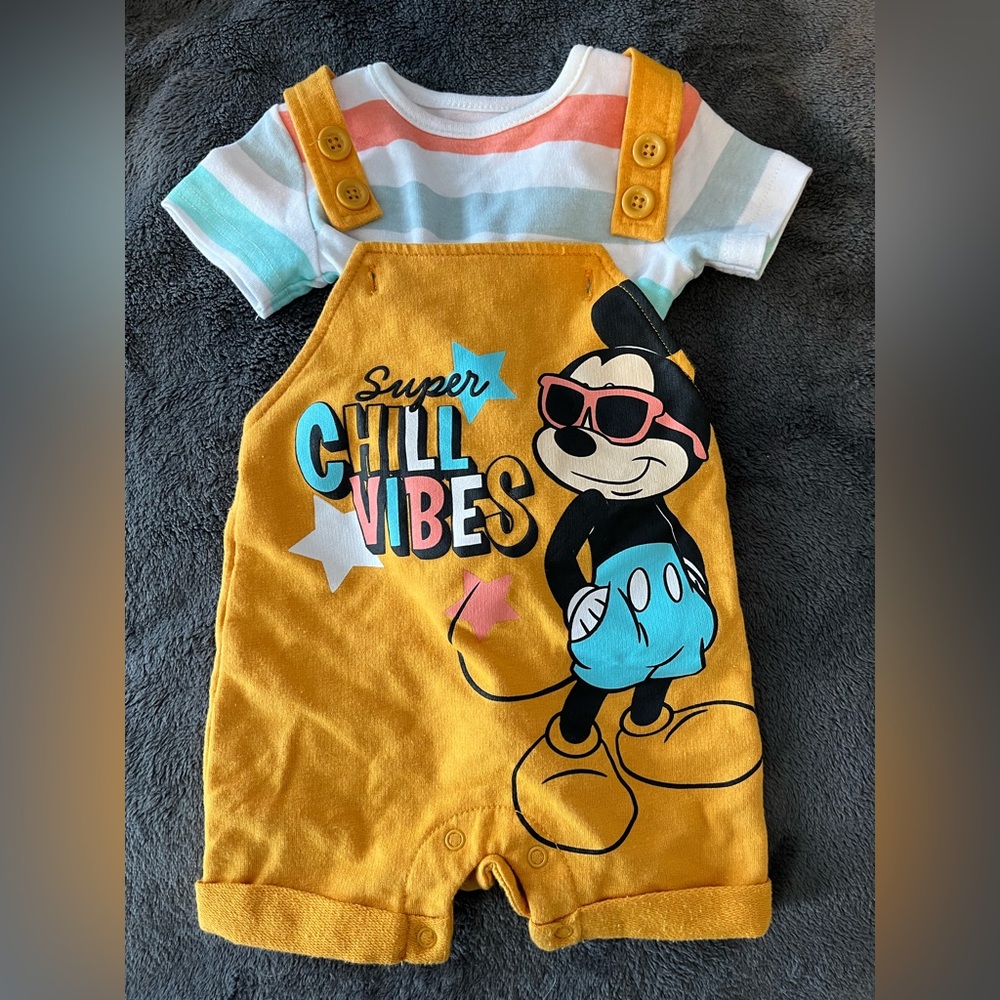 Disney Mickey Mouse Chill Vibes Romper - Yellow and Blue